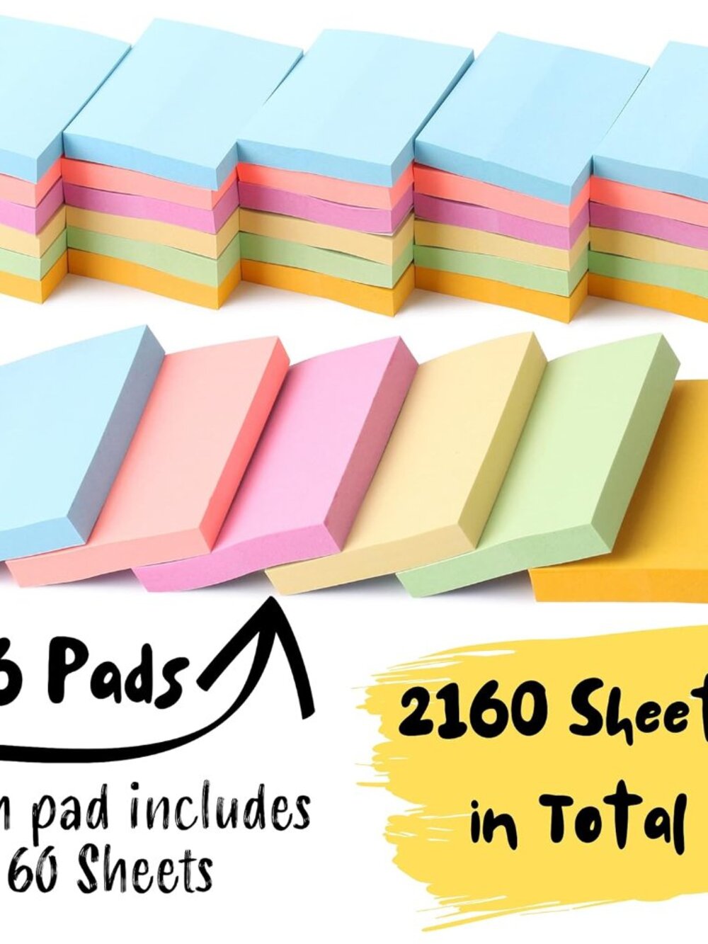 Small Sticky Notes, 1.5"x2", 36 Pads, 2160 Sheets, Pastel Colors, Mini Sticky No - Picture 4 of 9